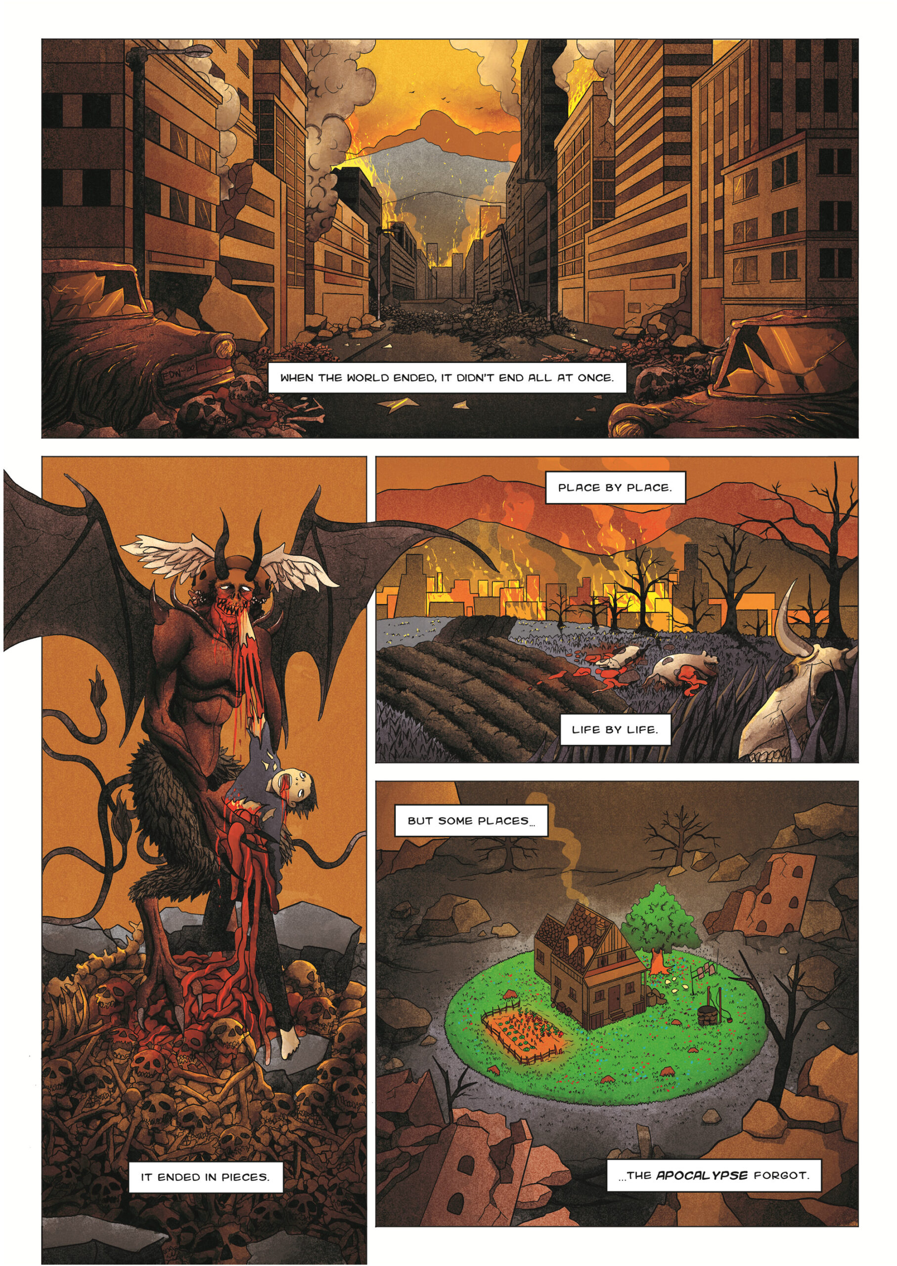 LAND horror comic book page 1 artwork