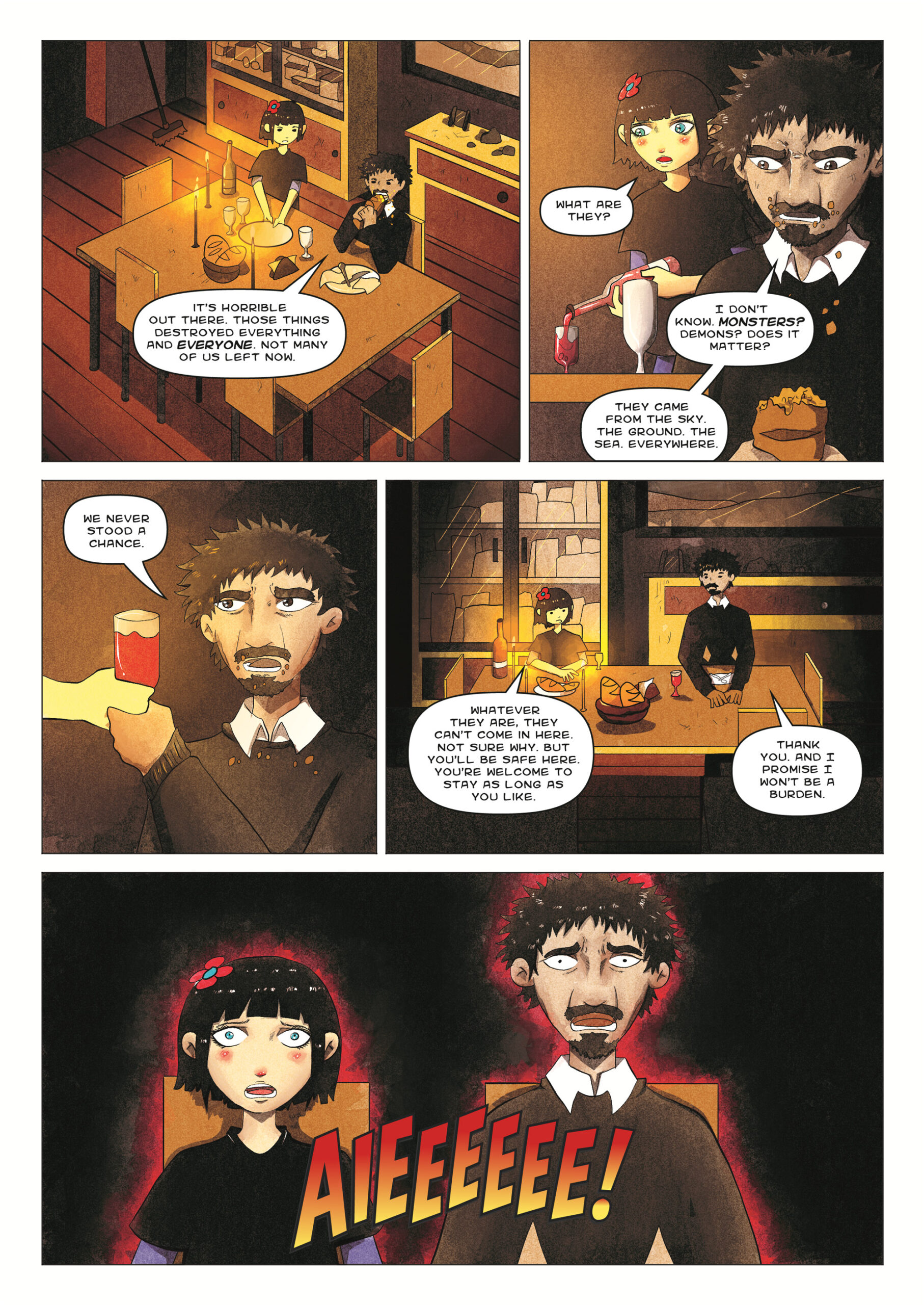 LAND horror comic book page 6 artwork